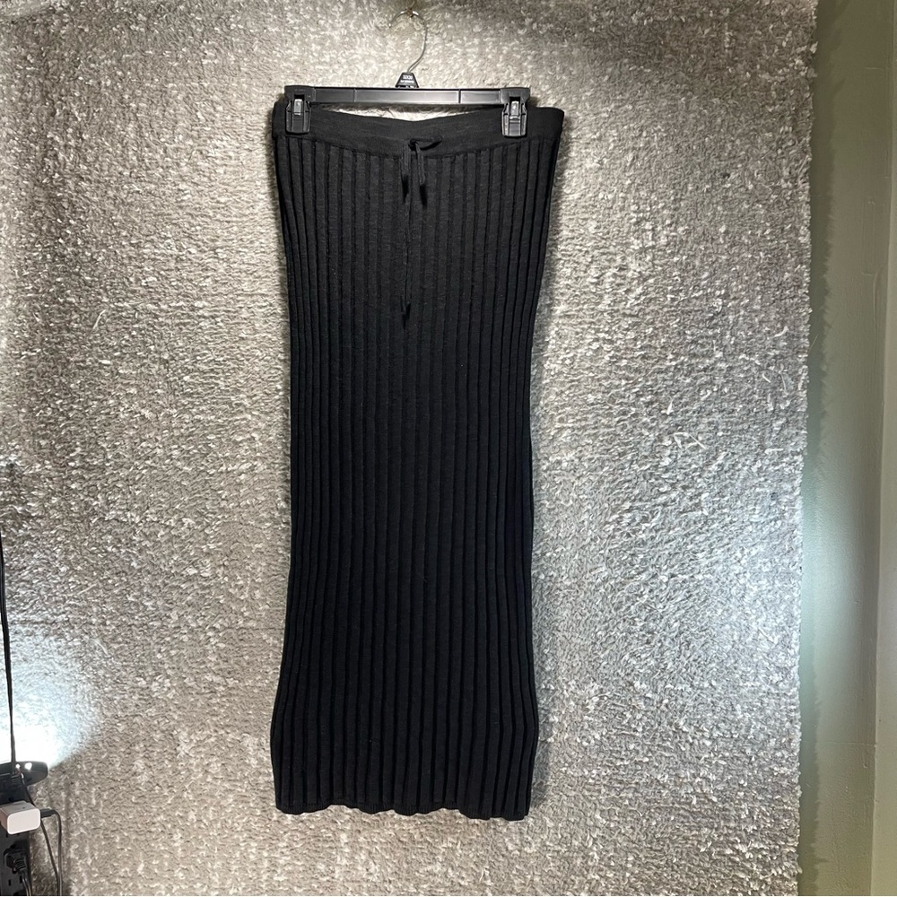 Free People Beach Maxi Ribbed Stretch Skirt Black Size XS Bohemian Vacation